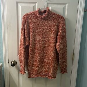Pink Lily Orange Multicolored Turtleneck Sweater